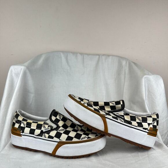 Vans Black and white Stacked Checkered Slip Ons Size Man’s 9.5 Women’s 11 - Picture 1 of 8